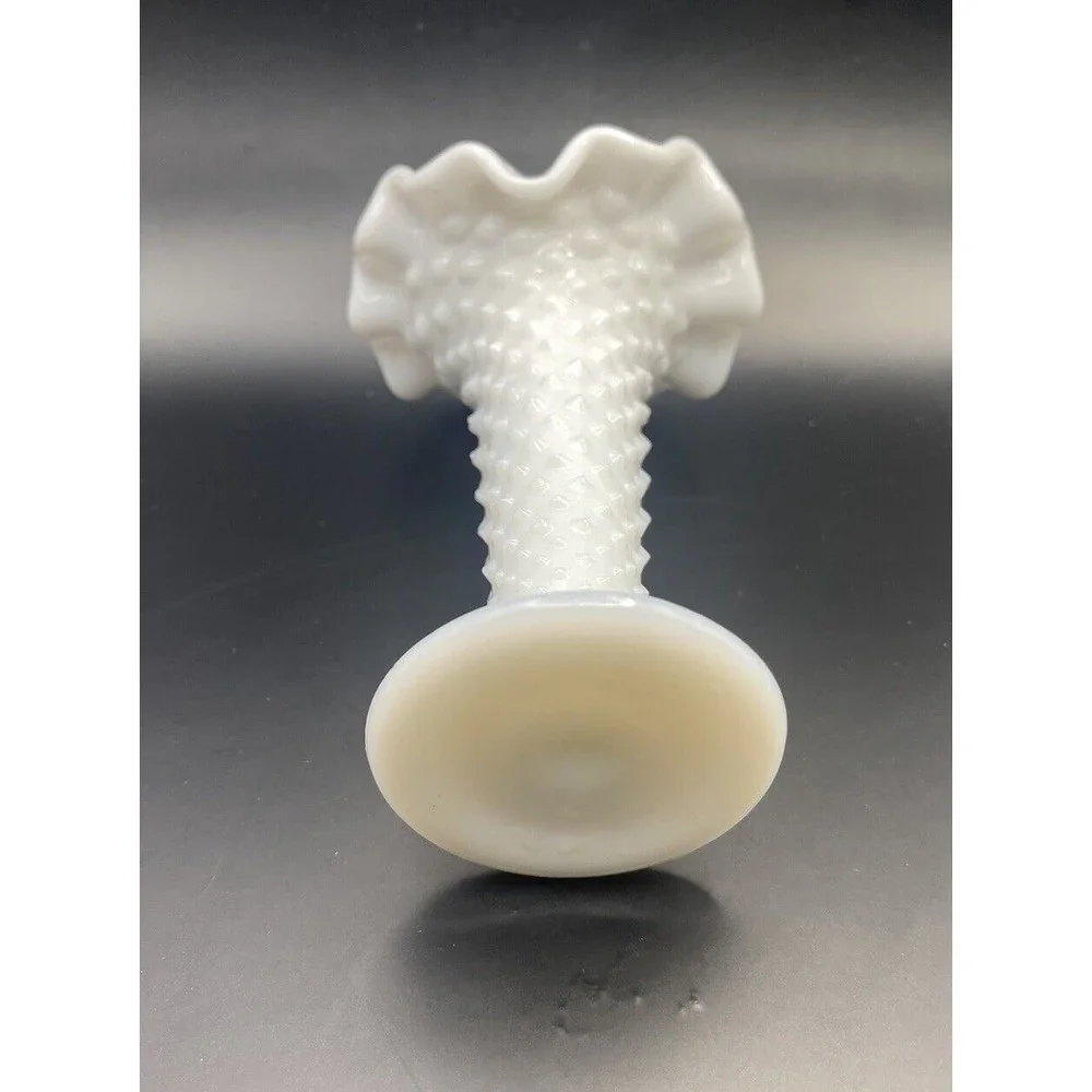 Fenton Hobnail Milkglass Jack In The Pupit Mini Vase 5 Inches